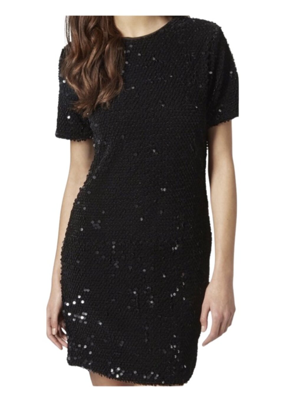 TOPSHOP Black Velvet Sequin Mini Cocktail Party Dress Size 4